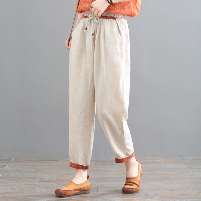 Women's Linen Barrel Pants - Fifth Avenue Style