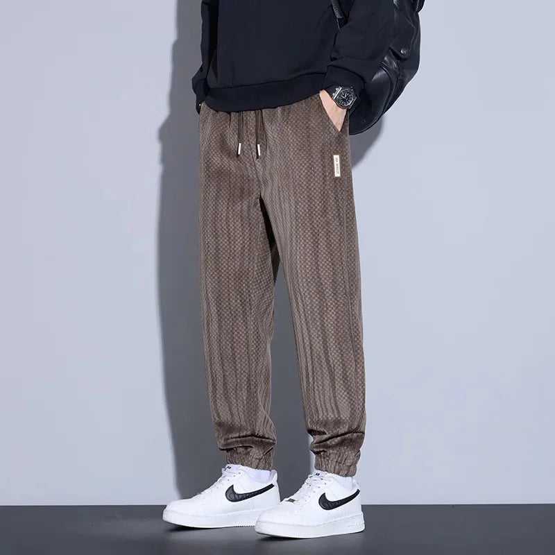 Men's Checkered Corduroy Pants with Vault Design-Outfit2Go