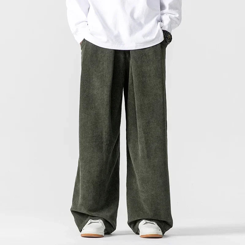 Men's Wide-Leg Corduroy Pants with Bend Design-Outfit2Go