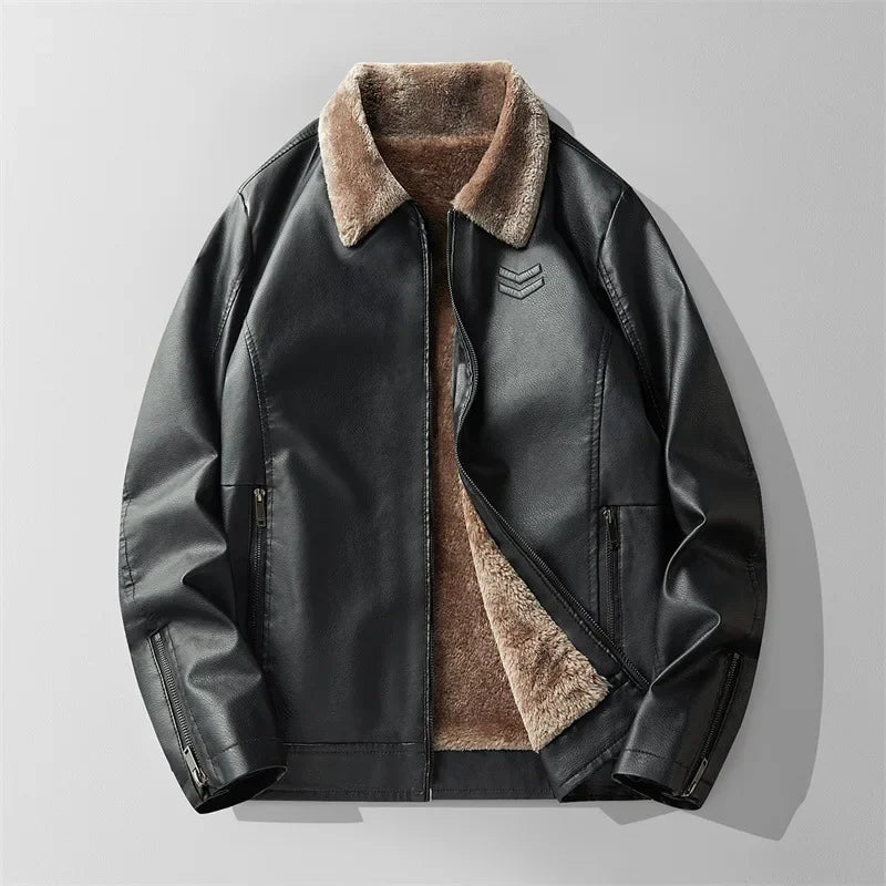 Men's Leather Fleece Jacket-Outfit2Go