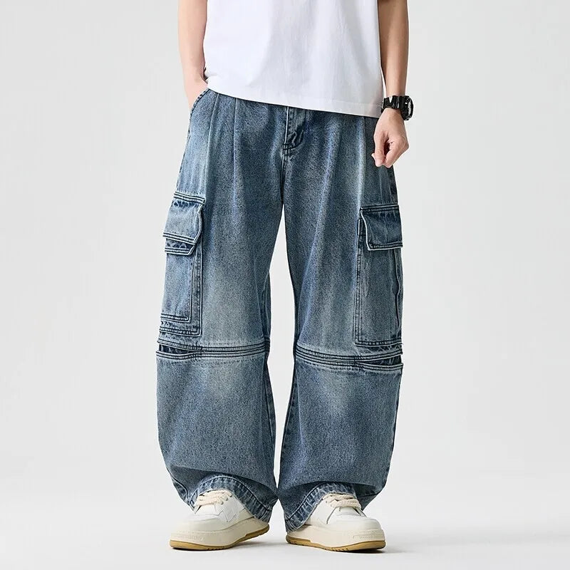 Men's Oversized Baggy Jeans with Distressed Detailing-Outfit2Go