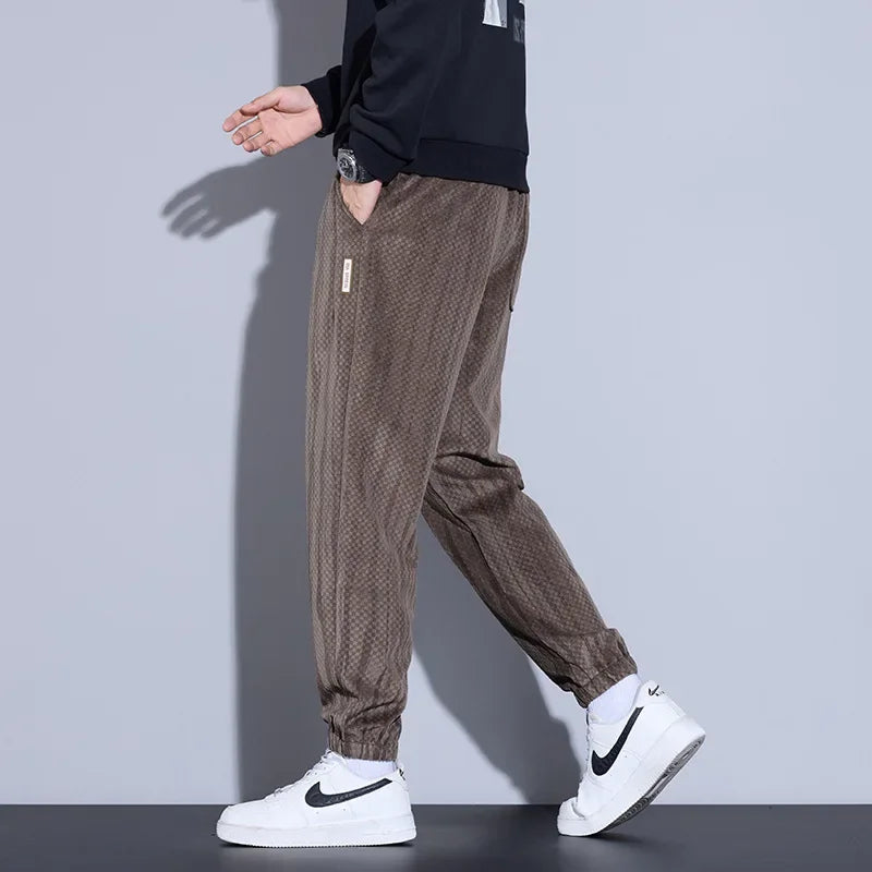 Men's Checkered Corduroy Pants with Vault Design-Outfit2Go