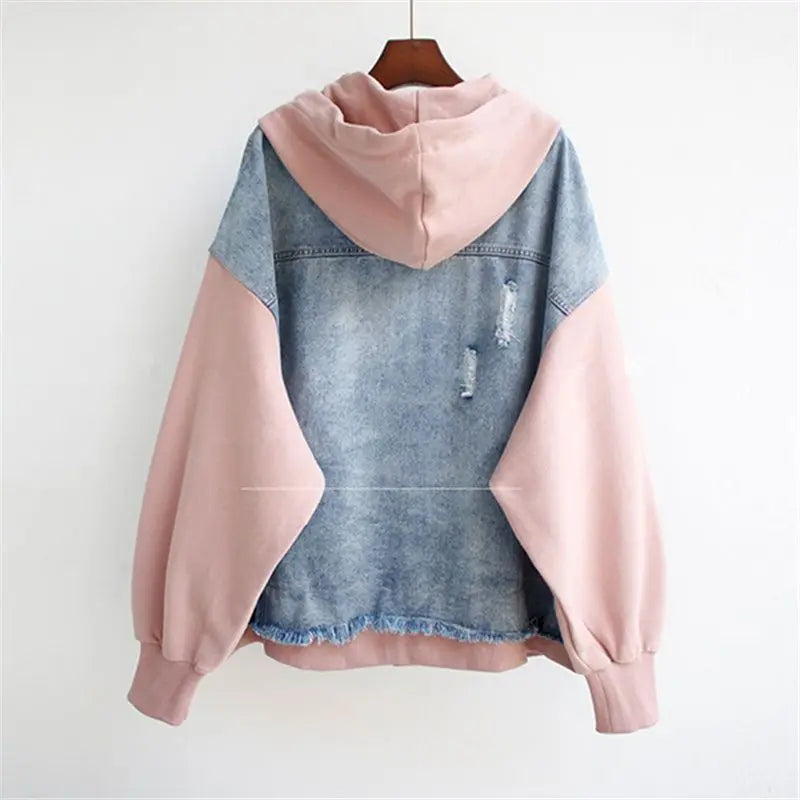 Women's Denim Varsity Hoodie