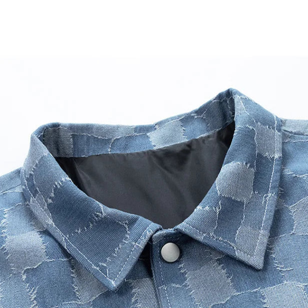 Men's Checkered Denim Jacket-Outfit2Go