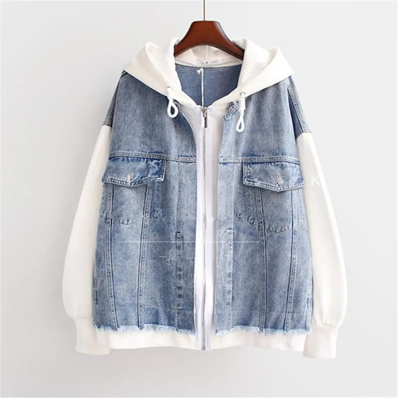 Women's Denim Varsity Hoodie