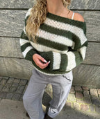 Women's Trendy Oversized Striped Sweater-Outfit2Go