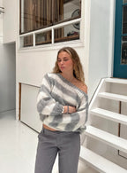 Women's Trendy Oversized Striped Sweater-Outfit2Go