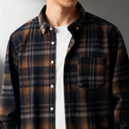 Men's Plaid Flannel Button-Down Shirt with Soft Fabric for Casual Wear-Outfit2Go