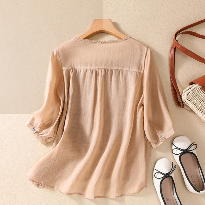 Women's Lace Blouse in Esmeralda Linen