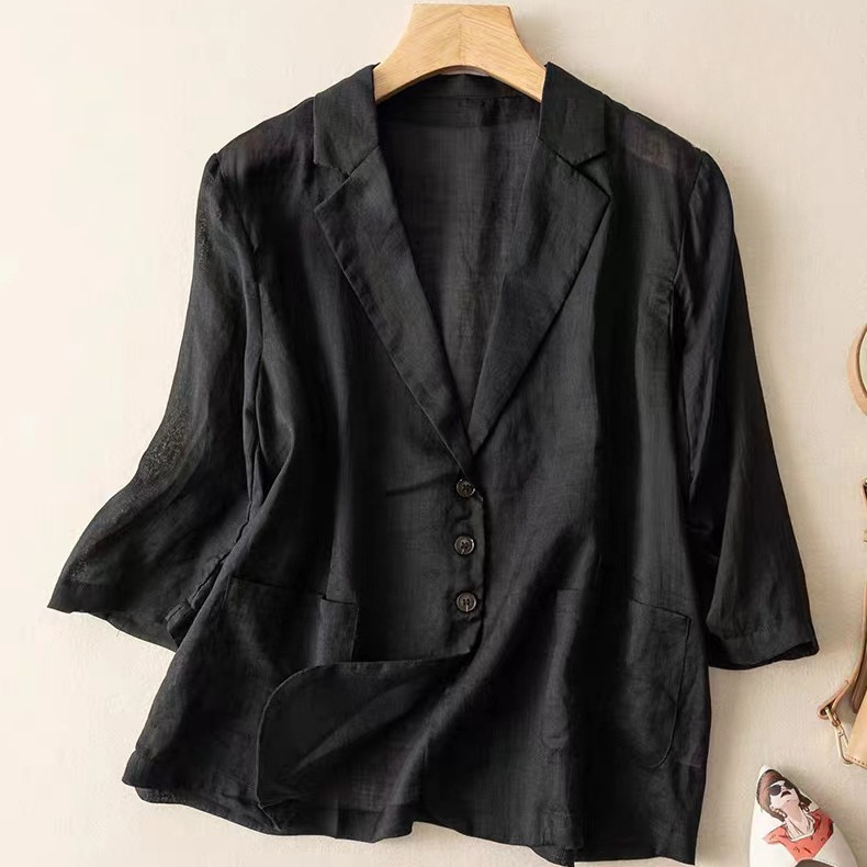 Women's Linen Blazer - Stylish and Lightweight Jacket