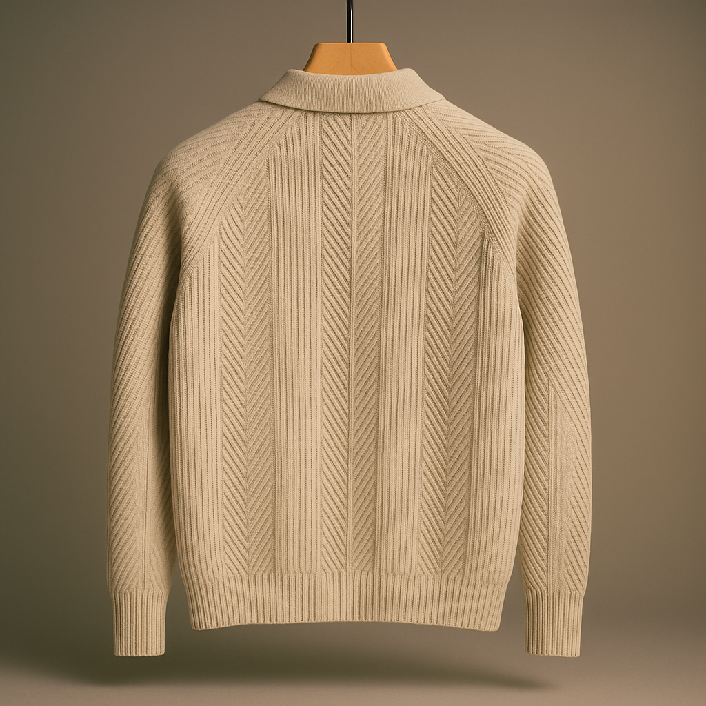 Men's Herringbone Polo Shirt with Breathable Fabric for Casual Wear-Outfit2Go