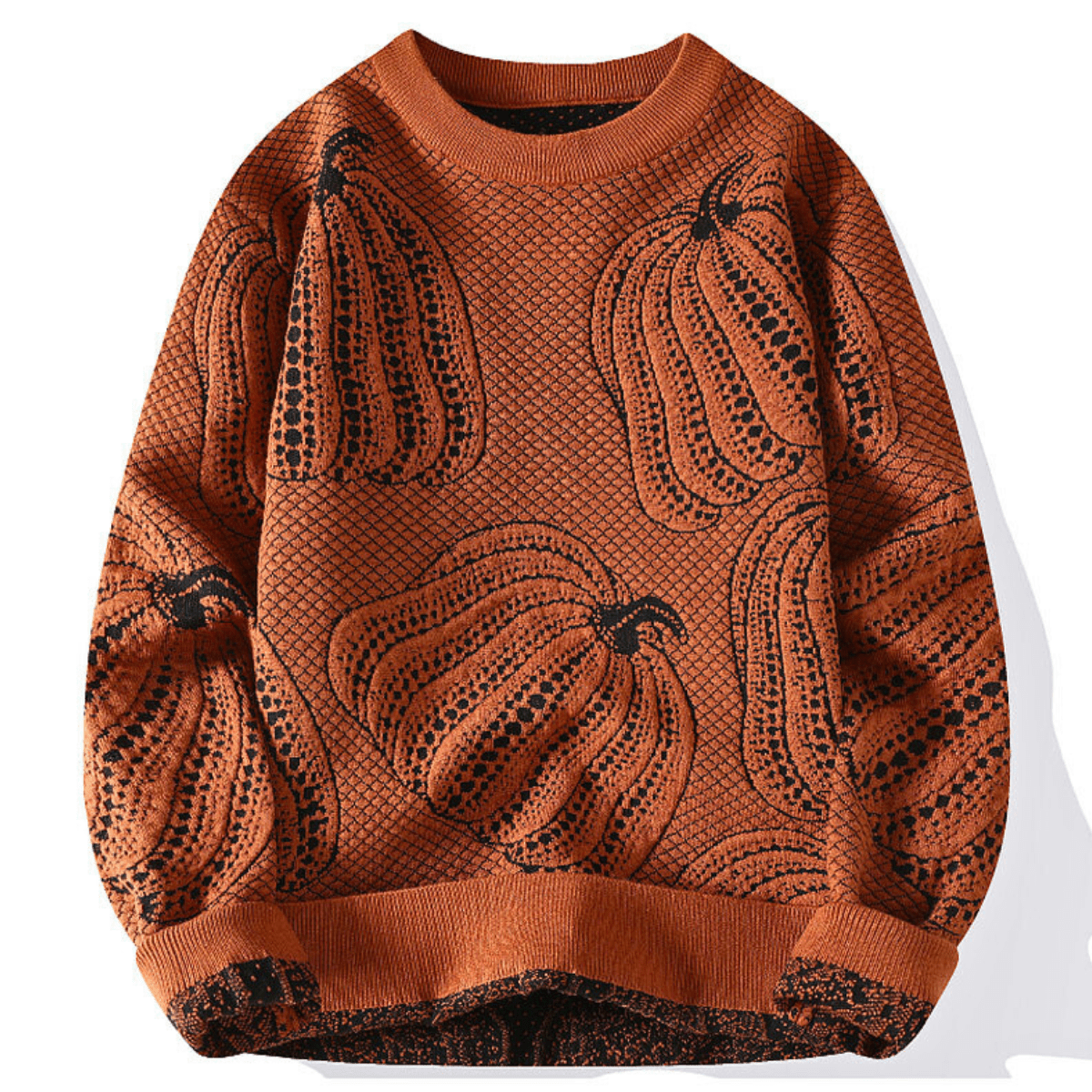 Men's Cozy Pumpkin Knit Sweater - Stylish Fall Essential for Comfort and Warmth-Outfit2Go