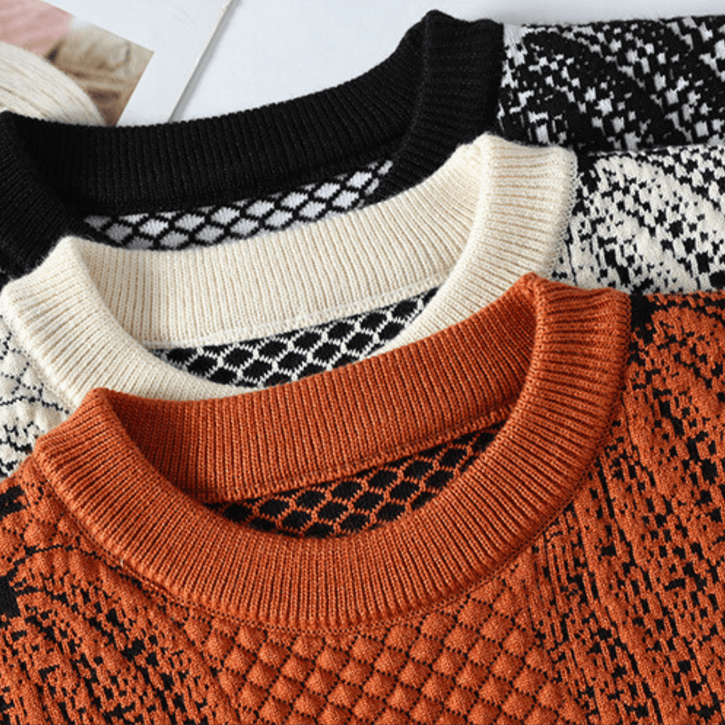 Men's Cozy Pumpkin Knit Sweater - Stylish Fall Essential for Comfort and Warmth-Outfit2Go
